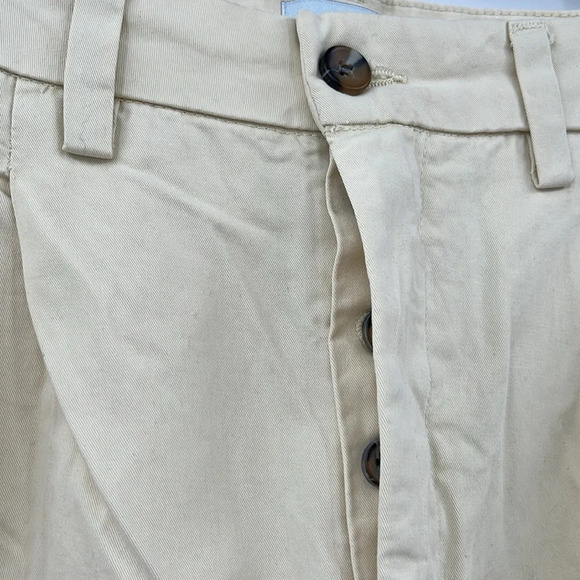 Amendi Gunnar in Light Beige Organic Cotton Pleat Front Button Fly Pants - Sz 32 - Picture 3 of 9